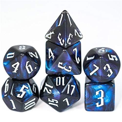 World of Dice Würfel Blue Galaxy - 7tlg. Pen and Paper Würfel Starterset, für DND, Das Schwarze Auge, und weitere Rollenspiele von World of Dice