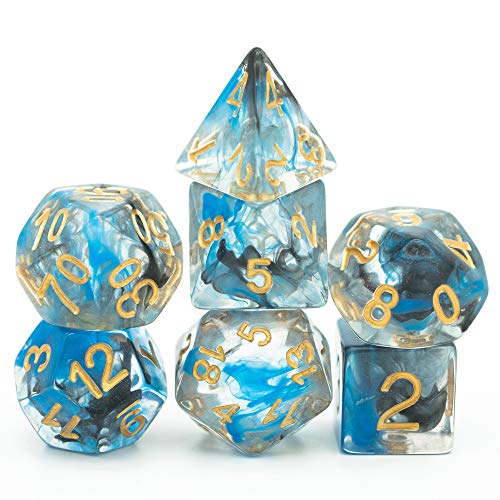 World of Dice Würfelset - Smoke Serie - 7tlg. Pen and Paper Würfel Starterset, für Dungeons and Dragons, DSA, Aborea, Cthulhu, und mehr, Blue Black von World of Dice