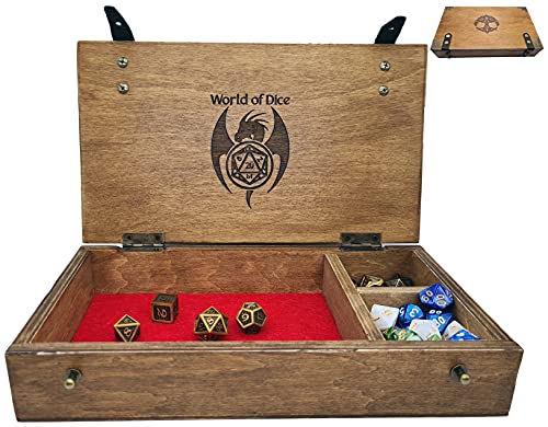 World of Dice - Würfeltruhe aus Holz Yggdrasil - für bis zu 150 Pen & Paper Würfel, mit Würfelteller, ideal für Dungeons and Dragons (D&D) (XXL-Rechteckig) von World of Dice