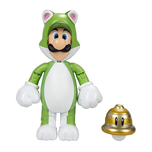 Nintendo 91448 10cm Super Mario Actionfigur 10 cm, Luigi als Katze mit Glocke von World of Nintendo