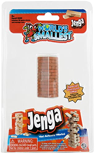 Worlds Smallest Super Impulse - 361223 Jenga - das weltbekannte Geschicklichkeitsspiel als Mini-Version, ab 6 Jahre von Worlds Smallest