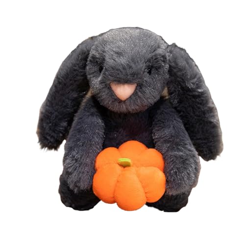 Teddybär Weiches Fell Teddybär mit Bademantel Plüschtier Kuscheltier Stofftier,Aubergine Bär, Kürbis bär, Superman Aubergine,Kopfhörer Aubergine,Hase Puppe Geschenk (Schwarzes Kaninchen 26cm) von Worparsen