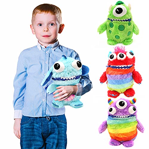 Worry Yummy Monster Kinder 4er-Pack Plüschtiere – 28 cm (11 Zoll) weiches Kuscheltier für Kinder – Jungen & Mädchen Angst, Stress & Angst reduzierender Schlafbegleiter von Worry Yummy