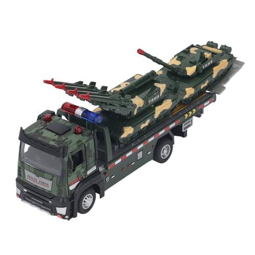 Woteenore Pritschenwagen-Spielzeug mit 2 Stück Panzersimulation, Legierung, Militär-LKW-Modell, Druckguss, Militärtransporter, Fahrzeug, Spielzeug für Kinder von Woteenore