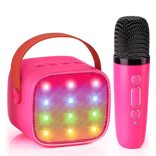 Kinder Karaoke Maschine, Neueste Karaoke Mikrofon Kinder, Geschenke für Mädchen Jungs,Mini Bluetooth Lautsprecher Geschenk Mädchen Stimmverzerrer-Spielzeug Spielzeug für 3 4 5 6 7 8 9 10+(Magenta) von Wowstar