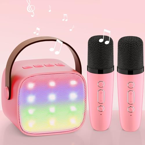 Mädchen Geschenk Kinder Karaoke Maschine: Karaoke Mikrofon Kinder- Spielzeug ab 3-11 Jahre Mädchen Junge - Mini Bluetooth Lautsprecher Set - Kindertag Geschenke für Mädchen Kinder 4 5 6 7 8 9 10 11+ von Wowstar