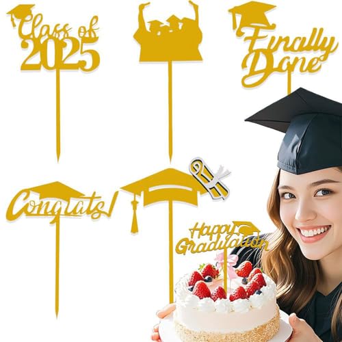 Abschluss Cupcake Toppers - Set Von Sechs Stück Aus Acryl Für Festliche Dessert Dekoration | Bruchsicher Und Wiederverwendbar Für Dessertdekorationen Festtagsgestaltung Abschluss Cupcake Toppers - Set Von Sechs Stück Aus Acryl Für Festliche Dessert Dekoration | Bruchsicher Und Wiederverwendbar Für Dessertdekorationen Festtagsgestaltung von Wpsagek