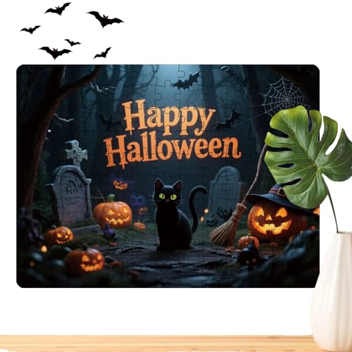 Halloween Puzzles - 130 Teile Puzzle Mit Kürbis Und Tieren Motiv | Förderndes Lernspiel Als Urlaubsdeko Und Gesellschaftsspiel Für Familien Halloween Puzzles - 130 Teile Puzzle Mit Kürbis Und Tieren Motiv | Förderndes Lernspiel Als Urlaubsdeko Und Gesellschaftsspiel Für Familien von Wpsagek
