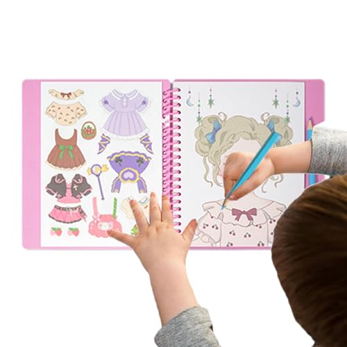 Wpsagek Aktivitätsbuch zum Anziehen von Mädchen, Aktivitätsbuch zum Anziehen von Prinzessinnen - Prinzessin Make-up-Set für Mädchen | Prinzessinnen-Anziehset mit Kratzpapierkunst und Aufklebern, von Wpsagek