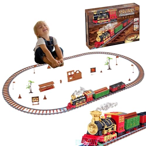 Wpsagek Elektrisches Zugspielzeug,Weihnachtseisenbahn-Set | Elektrische Eisenbahnstrecke mit Ton und Licht - Modelleisenbahnen, batteriebetriebenes Kleinkind-Lokomotive-Spielset für und Mädchen von Wpsagek