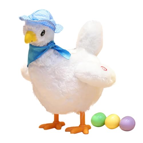 Wpsagek Henne Und Ei, Henne Legt Eier Spielzeug, Henne Plüsch Mit Hut Und Schal, Musical Tanzendes Huhn Kuscheltier, Ostern Geschenke Für Kinder von Wpsagek