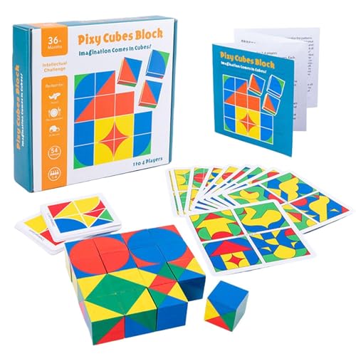 Wpsagek Holzblock-Stapelspiel, Holzwürfel-Puzzle - Sensorisches Würfel-Bauspiel,Lernspielzeug für Kinder, frühpädagogisches Lernspielzeug für, Mädchen, Kinder, Kleinkinder von Wpsagek