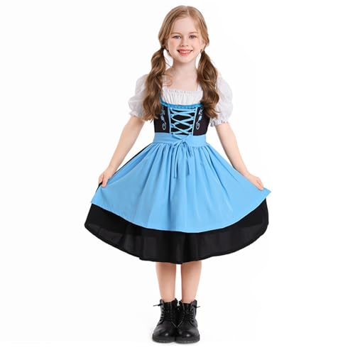 Wpsagek Kinder Oktoberfest Kostüm, Traditionelles Bayerisches Oktoberfest Kostüm Für Mädchen, Dirndl Trachtenkleid Halloween Karneval Party Cosplay von Wpsagek