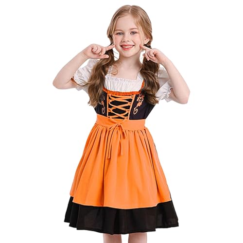 Wpsagek Kinder Oktoberfest Kostüm, Traditionelles Bayerisches Oktoberfest Kostüm Für Mädchen, Dirndl Trachtenkleid Halloween Karneval Party Cosplay von Wpsagek