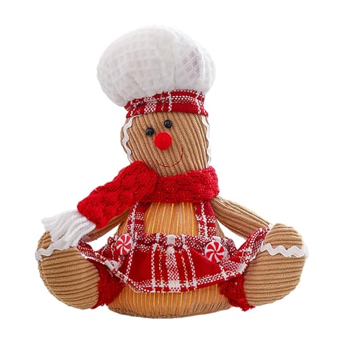 Wpsagek Lebkuchenmann-Lampe, Lebkuchen-Nachtlicht, Leuchtendes Lebkuchenspielzeug mit Kochmütze, 26 cm/10 Zoll Plätzchen-Plüschpuppe, Weihnachts-Plüschtier, festliches Plüsch-Stoffspielzeug für, von Wpsagek