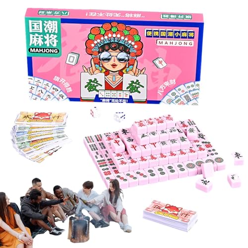 Wpsagek Mahjong-Spielset, chinesisches Mahjong-Set, Reise- -Spiel im chinesischen Stil, Mahjong-Spielstein-Set, Leichtes Mah-Jongg-Set, Reise-Familien-Freizeitspiel, traditionelles chinesisches von Wpsagek