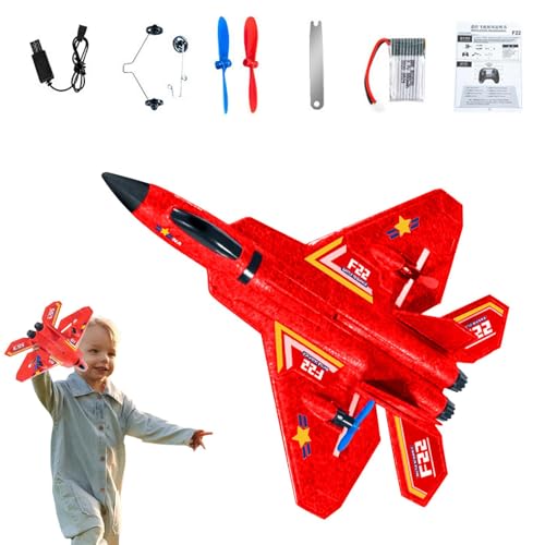 Wpsagek RC Flugzeuge F22 Kampfflugzeug Spielzeug, 2,4 GHz ferngesteuertes Flugzeug mit LED-Leuchten, kabelloses F22 Flugzeug ferngesteuertes Kampfflugzeug RC Segelflugzeug für Kinder Erwachsene von Wpsagek