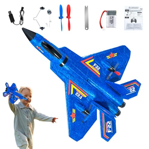 Wpsagek RC Flugzeuge F22 Kampfflugzeug Spielzeug, 2,4 GHz ferngesteuertes Flugzeug mit LED-Leuchten, kabelloses F22 Flugzeug ferngesteuertes Kampfflugzeug RC Segelflugzeug für Kinder Erwachsene von Wpsagek