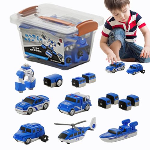 Wpsagek Spielfahrzeug-Set, Spielzeug mit verwandelnden Fahrzeugen, Zusammengebaute, verwandelnde magnetische Spielzeugautos für Kinder, Fahrzeugblöcke, Sammelfiguren für Kinder für Schlafsaal, von Wpsagek