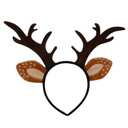 Wpsagek Weihnachts-Stirnband mit Rentiergeweih, niedliches realistisches Hirsch-Stirnband für Weihnachten, Tierohren, festliches Weihnachtszubehör, Cosplay-Hirsch-Kostüm für Weihnachten von Wpsagek