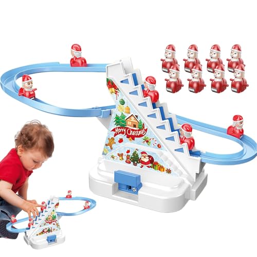 Wpsagek Weihnachtsmann-Kletterspielzeug, elektrische Weihnachtsmann-Kletterleiter - LED-und Musik, Weihnachts-Rutschspielzeug, batteriebetrieben | Weihnachts-Automatik-Achterbahn-Spielset, von Wpsagek