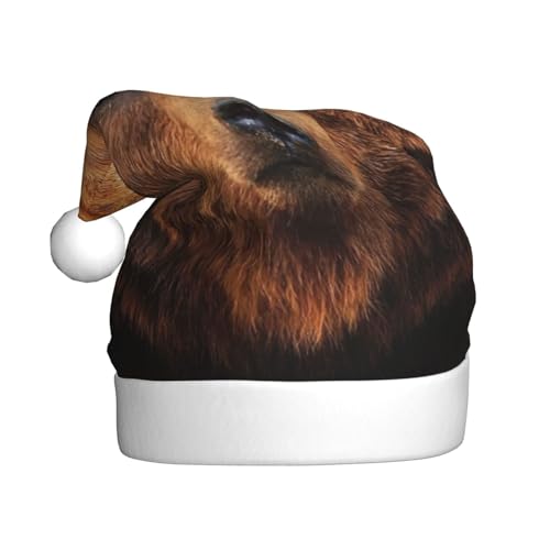 Wquvmds Grizzly Bär Weihnachtsmannmütze, Weihnachtsmütze Urlaub für Erwachsene, Unisex, Weihnachtsmannmütze, Plüsch von Wquvmds