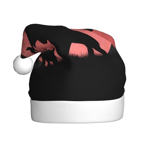 Wquvmds Pink Moon Elefant Nikolausmütze, Weihnachtsmütze, Urlaub für Erwachsene, Unisex, Weihnachtsmannmütze, Plüsch von Wquvmds