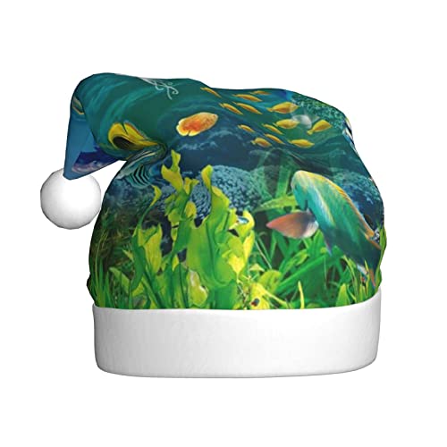 Wquvmds Sea World Weihnachtsmütze, Weihnachtsmütze, Urlaub für Erwachsene, Unisex, Weihnachtsmannmütze, Plüschmütze von Wquvmds