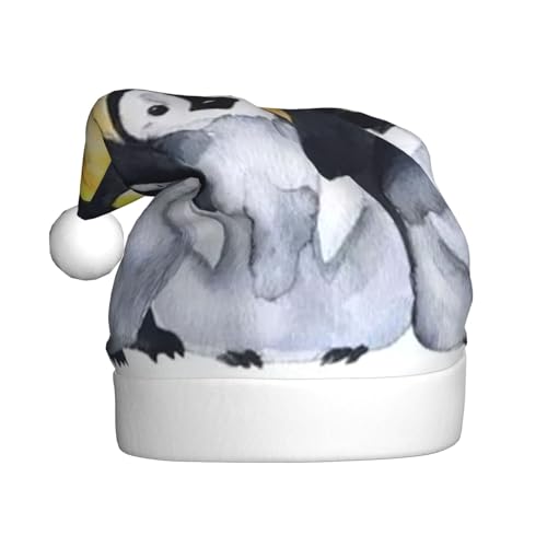 Wquvmds Weihnachtsmütze mit Tierpinguin-Muster, Weihnachtsmütze, Urlaub für Erwachsene, Unisex, Weihnachtsmannmütze, Plüschmütze von Wquvmds