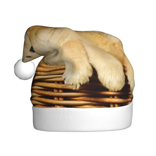 Wquvmds Welpe Golden Retriever Weihnachtsmannmütze, Weihnachtsmütze, Urlaub für Erwachsene, Unisex, Weihnachtsmannmütze, Plüsch von Wquvmds