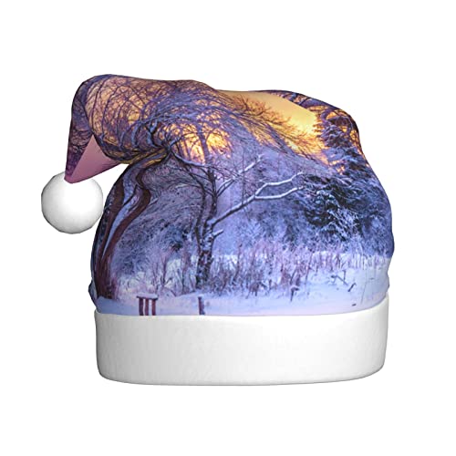 Wquvmds Winterlandschaft Weihnachtsmannmütze, Weihnachtsmütze Urlaub für Erwachsene, Unisex, Weihnachtsmannmütze, Plüschmütze von Wquvmds