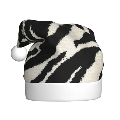 Wquvmds Zebra-Tier-Weihnachtsmannmütze, Weihnachtsmütze, Urlaub für Erwachsene, Unisex, Weihnachtsmannmütze, Plüschmütze von Wquvmds