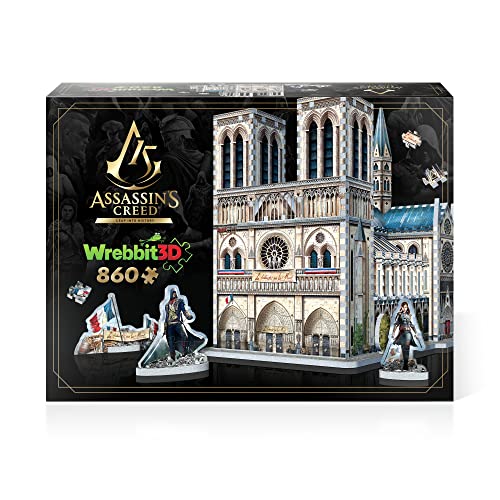 Wrebbit3D Assassin's Creed Unity – Notre-Dame 3D-Puzzle – 860 Teile, enthält Referenzen aus Ubisoft Videospiel, mit einzigartigen, 1,4 cm dicken Schaumstoff-Puzzleteilen für EIN stabiles Design von Wrebbit 3D