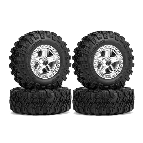 Wresetly 2,5 cm Beadlock-Radfelgen Reifen-Set für 1/24 RC Crawler Axial SCX24 Riegel-Set, Silber von Wresetly