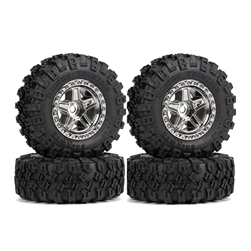 Wresetly 2,5 cm Beadlock-Radfelgen Reifen-Set für 1/24 RC Crawler Axial SCX24 Riegelteile, Grau von Wresetly