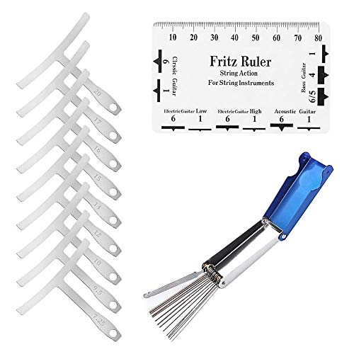 Wresetly 9PCS Understrnelg Gauge + Strnelg Action Lineal Gauge Tool + Guitar Bridge Saddle Nut Files Set Guitar Repair Tool Zubehör von Wresetly