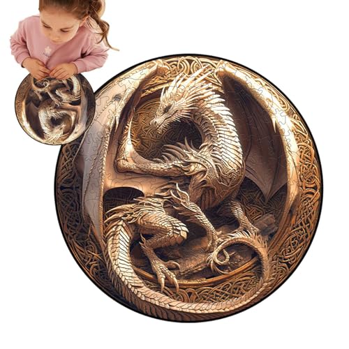 3D Dragon Puzzle, 150-Piece 3D Model Building Kit, Animal-Shaped Wooden Puzzle, Educational and Learning Toys, Unique Dragon Wood Craft for Adults and Teens, Dragon Shaped Model Puzzle von Wrohto