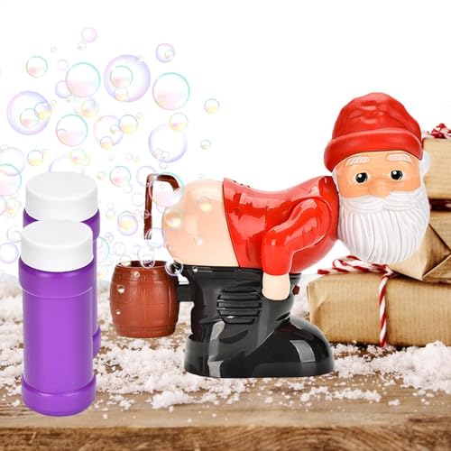 Blasenblasender Weihnachtsmann, Weihnachtsmann-Blasengebläse, automatische Blasenblasmaschine von Naughty Gnomes, Blasenmacher mit Blitzlichtern und Musik, lustiges Outdoor- und Innenspielzeug für Kin von Wrohto