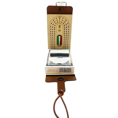 Cribbage Board Game Set, Wood Cribbage Board with Faux Leather Material Case, Classic Cribbages, Full Deck of Cards and 6 Pegs, Portable Travel Edition, 10x7x3cm Cribbage Board Game Set, Wood Cribbage Board with Faux Leather Material Case, Classic Cribbages, Full Deck of Cards and 6 Pegs, Portable Travel Edition, 10x7x3cm von Wrohto