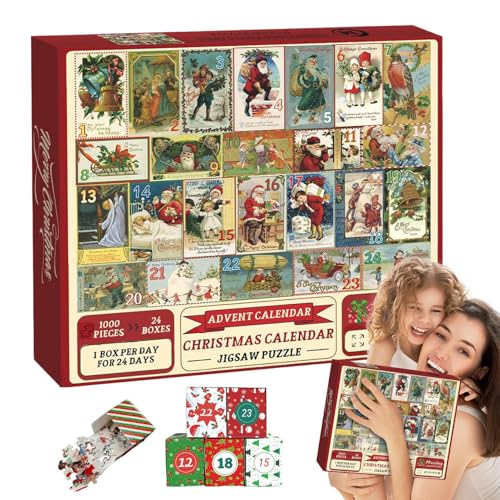 Rompecabezas navideño para niños, Calendario de Adviento 1000 piezas, Juego de rompecabezas navideño, Rompecabezas navideño divertido, Rompecabezas navideño divertido, Rompecabezas navideño de cuenta von Wrohto