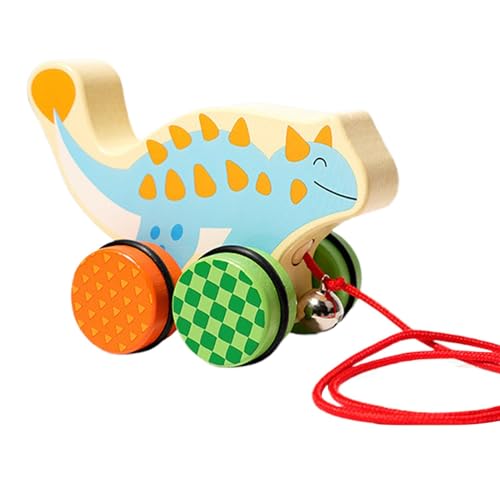 Walking Along Pull Toy, Classic Wooden Along Toy, String Children Dragging Dinosaur Midget Playset, Fun Educational for Boys & Girls 18 Months+, Colorful and Durable von Wrohto