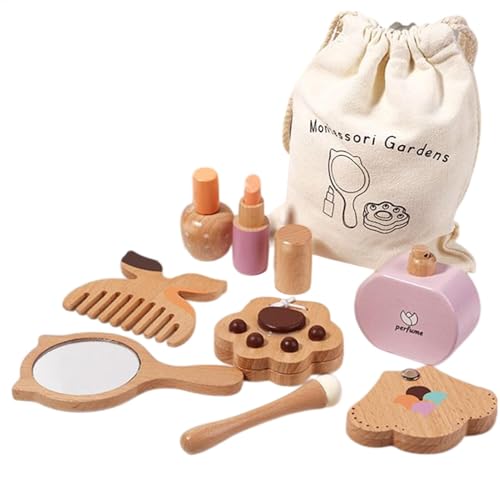 Wooden Makeup Toy Set, Early Learning Playset, Pretend Play Beauty Makeup Kit, Fun Styling Tools and Cosmetic Accessories, Role-Playing Toy for Creativity, Ideal for Toddler von Wrohto