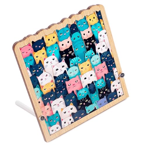 Wooden Puzzle for Adults, Precise 62 Cats Jigsaw Puzzle, Innovative, Wooden Perplex Enthusiasts, Fun Brain Teaser Gift for Family and Friends, 5.12x5.51 inches von Wrohto