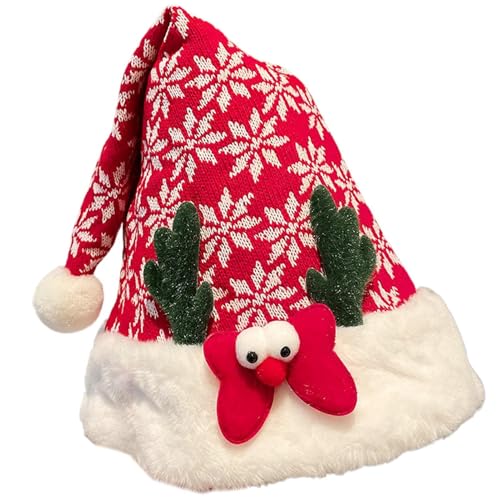 Wrohto Cute Christmas Hat, Red Santa Hat, Sequin Santa Hat, Deer Antler Christmas Hat, Holiday Hat, Festive Hat, Unisex Christmas Accessory, Sparkling Holiday Hat von Wrohto