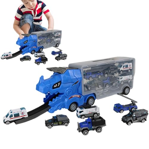 Wrohto Dinosaur Car Carrier Truck, 6-Car Dinosaur-Shaped Toy Transporter, Mega Hauler Playset, Fun Kids' Motor Vehicle, Interactive Deforming and Catapulting Action for Playtime von Wrohto