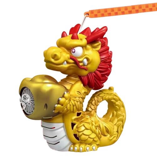 Wrohto Dragon Blower Bubble Wand, 30 Holes Automatic Wyvern Bubble Blower, Blister Maker Toys, 2024 Funny Year of The Serpent Foam Fan for Kids and Girls Aged 3 Plus, Gold and Red von Wrohto