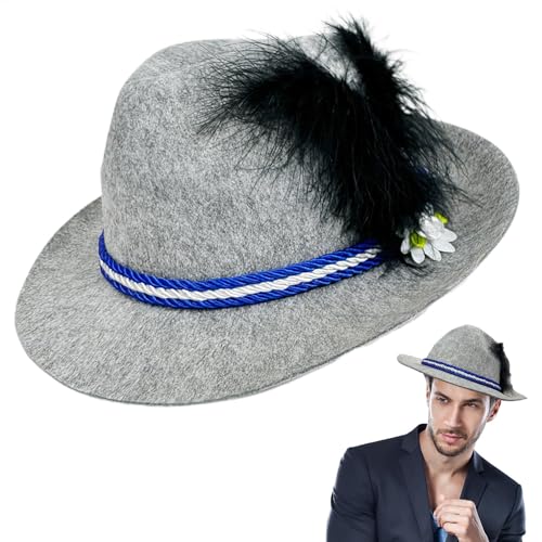 Wrohto German Caps Oktoberfest, Bavarian Style Hats with Feathers, Classic Alpine Felt Costumes, Festive Headwear for Cultural Events & Celebrations, 10.63x12.2x4.33 inches von Wrohto