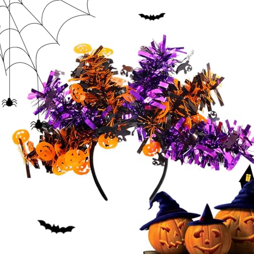 Wrohto Halloween-Stirnband,Halloween- -Stirnbänder - -Geist-Fledermaus-Skelett, bunte Wollstreifen, Halloween-Haarbänder - Partyzubehör für Halloween, Kopfbedeckung, Cosplay-Requisiten von Wrohto