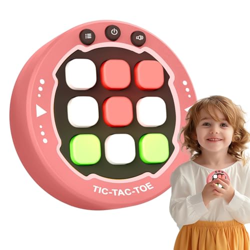 Wrohto Handheld Thinking Game, Connect 3 Strategy Game, 3 in a Row Board Game, Classic Grid Board Game, Educational Portable Game, Travel Friendly Board Game for 3-5 Years Old Kids, Green, Pink, Gray von Wrohto