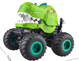 Wrymish Dino Monstertruck Ferngesteuert, Auto Dinosaurier Spielzeug Trucks, Monster Rc Auto Kinder mit LED Leuchten, Große Räder Dinosaurier Kinderspielzeug von 3-9 Jahre Jungen Grün von Wrymish